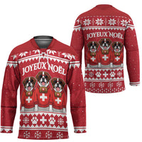 Saint Bernard Dog Switzerland Christmas Hockey Jersey - Wonder Print Shop