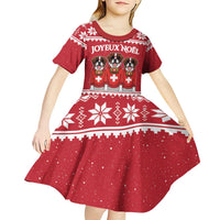 Saint Bernard Dog Switzerland Christmas Kid Short Sleeve Dress - Wonder Print Shop