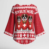Saint Bernard Dog Switzerland Christmas Kimono Sleeve Blouse - Wonder Print Shop