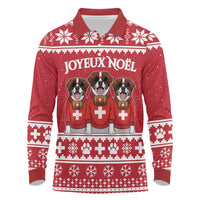 Saint Bernard Dog Switzerland Christmas Long Sleeve Polo Shirt - Wonder Print Shop