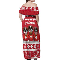 Saint Bernard Dog Switzerland Christmas Off Shoulder Maxi Dress - Wonder Print Shop