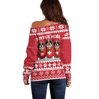 Saint Bernard Dog Switzerland Christmas Off Shoulder Sweater - Wonder Print Shop