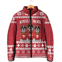 Saint Bernard Dog Switzerland Christmas Padded Jacket - Wonder Print Shop