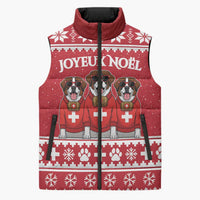 Saint Bernard Dog Switzerland Christmas Sleeveless Puffer Jacket - Wonder Print Shop