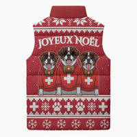 Saint Bernard Dog Switzerland Christmas Sleeveless Puffer Jacket - Wonder Print Shop