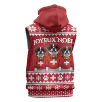 Saint Bernard Dog Switzerland Christmas Sleeveless Zip Hoodie - Wonder Print Shop