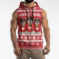 Saint Bernard Dog Switzerland Christmas Sleeveless Zip Hoodie - Wonder Print Shop