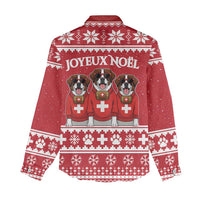 Saint Bernard Dog Switzerland Christmas Women Casual Shirt - Wonder Print Shop