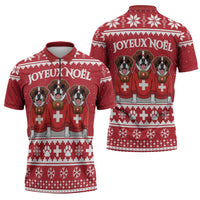 Saint Bernard Dog Switzerland Christmas Zipper Polo Shirt - Wonder Print Shop
