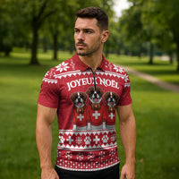 Saint Bernard Dog Switzerland Christmas Zipper Polo Shirt - Wonder Print Shop