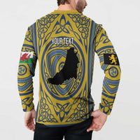 Personalized Cardiganshire Wales Button Sweatshirt Ceredigion Coat of Arms Celtic Design - Wonder Print Shop