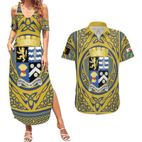 Personalized Cardiganshire Wales Couples Matching Summer Maxi Dress and Hawaiian Shirt Ceredigion Coat of Arms Celtic Design - Wonder Print Shop