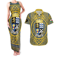 Personalized Cardiganshire Wales Couples Matching Tank Maxi Dress and Hawaiian Shirt Ceredigion Coat of Arms Celtic Design - Wonder Print Shop