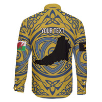 Personalized Cardiganshire Wales Family Matching Off The Shoulder Long Sleeve Dress and Hawaiian Shirt Ceredigion Coat of Arms Celtic Design - Wonder Print Shop