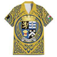 Personalized Cardiganshire Wales Family Matching Off Shoulder Short Dress and Hawaiian Shirt Ceredigion Coat of Arms Celtic Design - Wonder Print Shop