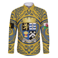 Personalized Cardiganshire Wales Family Matching Off Shoulder Short Dress and Hawaiian Shirt Ceredigion Coat of Arms Celtic Design - Wonder Print Shop