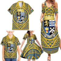 Personalized Cardiganshire Wales Family Matching Summer Maxi Dress and Hawaiian Shirt Ceredigion Coat of Arms Celtic Design - Wonder Print Shop