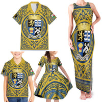 Personalized Cardiganshire Wales Family Matching Tank Maxi Dress and Hawaiian Shirt Ceredigion Coat of Arms Celtic Design - Wonder Print Shop