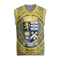 Personalized Cardiganshire Wales Christmas Knitted V-Neck Vest Ceredigion Coat of Arms Celtic Design - Wonder Print Shop