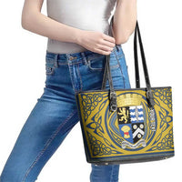 Personalized Cardiganshire Wales Leather Tote Bag Ceredigion Coat of Arms Celtic Design - Wonder Print Shop