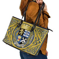 Personalized Cardiganshire Wales Leather Tote Bag Ceredigion Coat of Arms Celtic Design - Wonder Print Shop