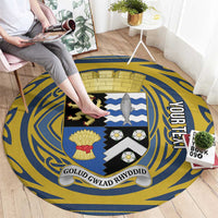Personalized Cardiganshire Wales Round Carpet Ceredigion Coat of Arms Celtic Design - Wonder Print Shop