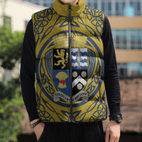 Personalized Cardiganshire Wales Sleeveless Puffer Jacket Ceredigion Coat of Arms Celtic Design - Wonder Print Shop