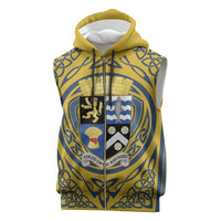 Personalized Cardiganshire Wales Sleeveless Zip Hoodie Ceredigion Coat of Arms Celtic Design - Wonder Print Shop