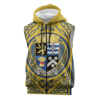 Personalized Cardiganshire Wales Sleeveless Zip Hoodie Ceredigion Coat of Arms Celtic Design - Wonder Print Shop