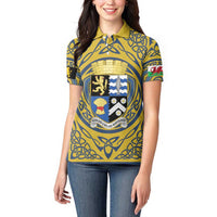 Personalized Cardiganshire Wales Women Polo Shirt Ceredigion Coat of Arms Celtic Design - Wonder Print Shop