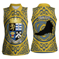 Personalized Cardiganshire Wales Women Sleeveless Polo Shirt Ceredigion Coat of Arms Celtic Design - Wonder Print Shop