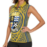 Personalized Cardiganshire Wales Women Sleeveless Polo Shirt Ceredigion Coat of Arms Celtic Design - Wonder Print Shop
