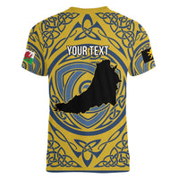 Personalized Cardiganshire Wales Women V-Neck T-Shirt Ceredigion Coat of Arms Celtic Design - Wonder Print Shop