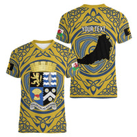 Personalized Cardiganshire Wales Women V-Neck T-Shirt Ceredigion Coat of Arms Celtic Design - Wonder Print Shop