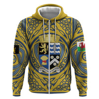 Personalized Cardiganshire Wales Zip Hoodie Ceredigion Coat of Arms Celtic Design - Wonder Print Shop