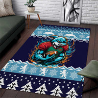 Cardiganshire Wales Christmas Area Rug Cardigan Bay Dolphin Rugby Design - Wonder Print Shop