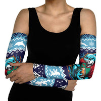 Cardiganshire Wales Christmas Arm Sleeves Cardigan Bay Dolphin Rugby Design - Wonder Print Shop