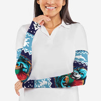 Cardiganshire Wales Christmas Arm Sleeves Cardigan Bay Dolphin Rugby Design - Wonder Print Shop