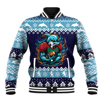 Cardiganshire Wales Christmas Baseball Jacket Cardigan Bay Dolphin Rugby Design - Wonder Print Shop