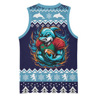 Cardiganshire Wales Christmas Basketball Jersey Cardigan Bay Dolphin Rugby Design - Wonder Print Shop
