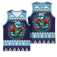 Cardiganshire Wales Christmas Basketball Jersey Cardigan Bay Dolphin Rugby Design - Wonder Print Shop