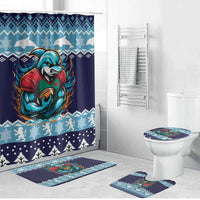 Cardiganshire Wales Christmas Bathroom Set Cardigan Bay Dolphin Rugby Design - Wonder Print Shop