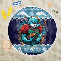 Cardiganshire Wales Christmas Beach Blanket Cardigan Bay Dolphin Rugby Design - Wonder Print Shop