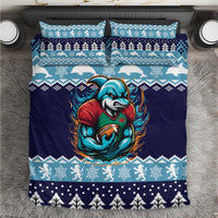 Cardiganshire Wales Christmas Bedding Set Cardigan Bay Dolphin Rugby Design - Wonder Print Shop