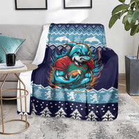 Cardiganshire Wales Christmas Blanket Cardigan Bay Dolphin Rugby Design - Wonder Print Shop