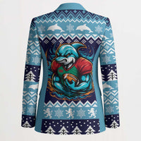 Cardiganshire Wales Christmas Blazer Cardigan Bay Dolphin Rugby Design - Wonder Print Shop