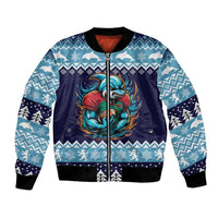 Cardiganshire Wales Christmas Bomber Jacket Cardigan Bay Dolphin Rugby Design - Wonder Print Shop
