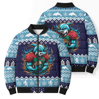 Cardiganshire Wales Christmas Bomber Puffer Jacket Cardigan Bay Dolphin Rugby Design - Wonder Print Shop