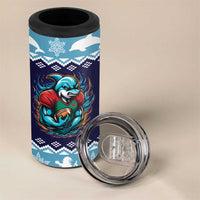 Cardiganshire Wales Christmas 4 in 1 Can Cooler Tumbler Cardigan Bay Dolphin Rugby Design - Wonder Print Shop