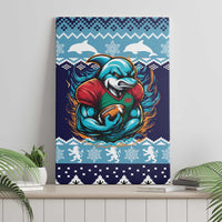 Cardiganshire Wales Christmas Canvas Wall Art Cardigan Bay Dolphin Rugby Design - Wonder Print Shop